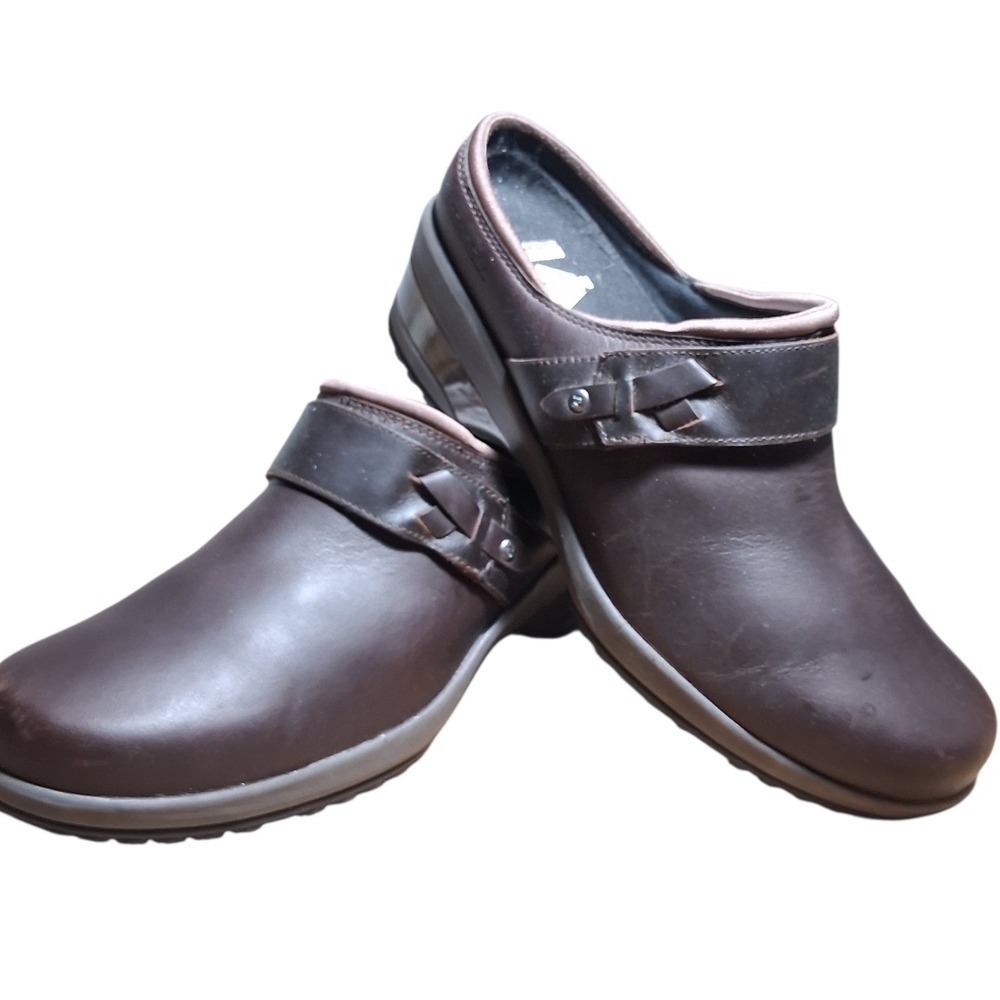 Merrell Valetta Brown Leather PRO Womens size 11 Slide Work Shoes Comfort Clogs‎
